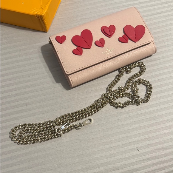 Kate Spade Pink Wallet with Red Heart Accents - Picture 4 of 6